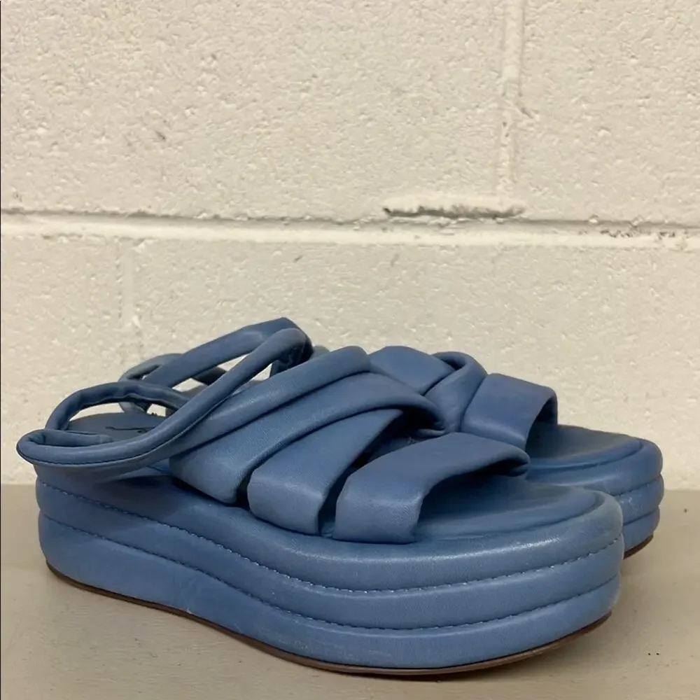 Free people sz36 eu blue leather platform strappy sandal carnival cobalt Harper